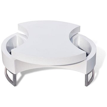 Konferenční stolek nastavitelný bílý s vysokým leskem (240424)