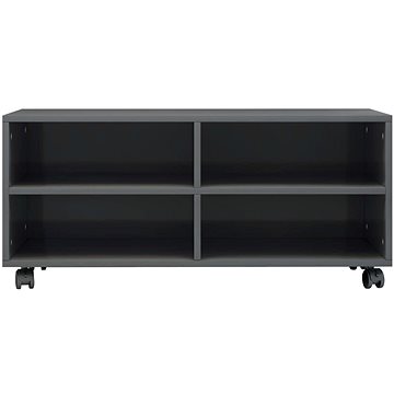 TV stolek s kolečky šedý vysoký lesk 90x35x35 cm dřevotříska (800188)