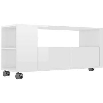 TV stolek bílý s vysokým leskem 120x35x43 cm dřevotříska (801352)