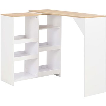 Barový stůl s pohyblivým regálem bílý 138x40x120 cm 280225 (280225)
