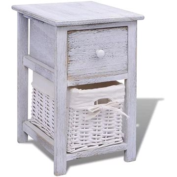 Noční stolek dřevěný bílý (242866)