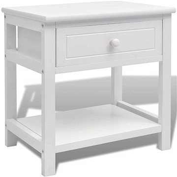 Noční stolek dřevěný bílý (242870)
