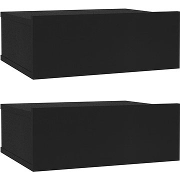 Nástěnné noční stolky 2 ks černé 40 x 30 x 15 cm dřevotříska (800309)