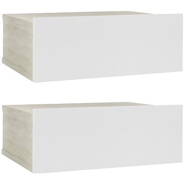Nástěnné noční stolky 2 ks bílé a sonoma 40x30x15cm dřevotříska (800317)