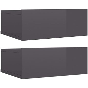 Nástěnné noční stolky 2 ks lesklé šedé 40x30x15 cm dřevotříska (800323)