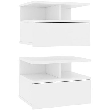 Nástěnné noční stolky 2 ks bílé 40 x 31 x 27 cm dřevotříska (800406)