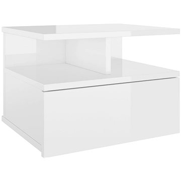 Nástěnný noční stolek bílý vysoký lesk 40x31x27 cm dřevotříska (800417)