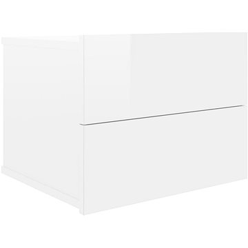 Noční stolek bílý s vysokým leskem 40x30x30 cm dřevotříska (801065)