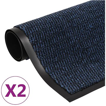 Protiprachové obdélníkové rohožky 2 ks všívané 60 x 90 cm modré (3051608)