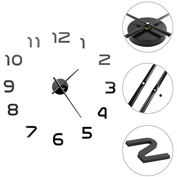 3D Nástěnné hodiny s moderním designem 100 cm XXL černé (50639)