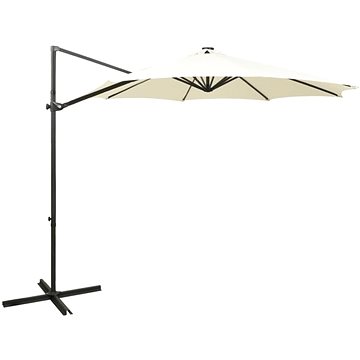 Konzolový slunečník s tyčí a LED světly pískový 300 cm (312336)
