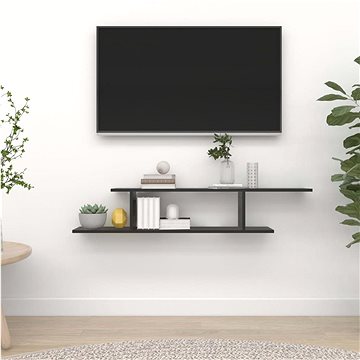 Nástěnná TV police černá 125 x 18 x 23 cm dřevotříska (806990)