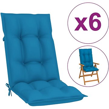 Podušky na zahradní židle 6 ks modré 120 x 50 x 7 cm (314247)
