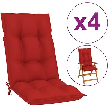 Podušky na zahradní židle 4 ks červené 120 x 50 x 7 cm (314252)