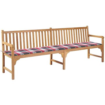 SHUMEE Zahradní lavice červená károvaná poduška 240 cm teak 3062902 (3062902)