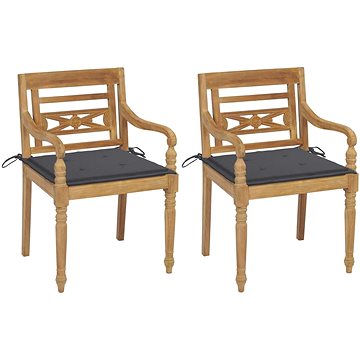 SHUMEE Židle zahradní BATAVIA s antracitovými poduškami, teak 3062127 - 2ks v balení (3062127)