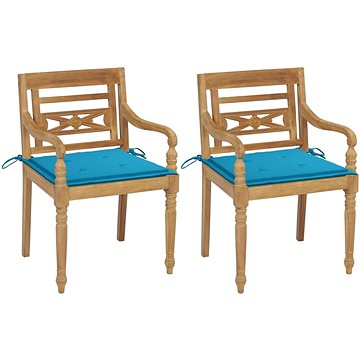 SHUMEE Židle zahradní BATAVIA s modrými poduškami, teak 3062131 (3062131)