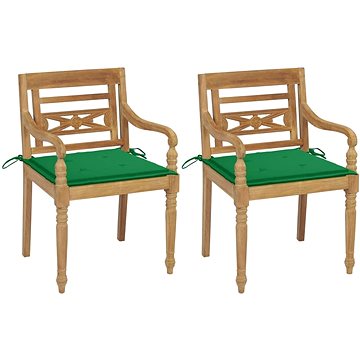 SHUMEE Židle zahradní BATAVIA se zelenými poduškami, teak 3062132 (3062132)