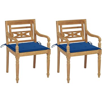 SHUMEE Židle zahradní BATAVIA královsky modré podušky, teak 3062137 - 2ks v balení (3062137)