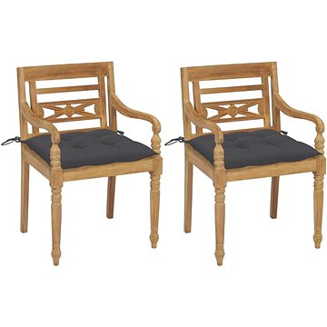 SHUMEE Židle zahradní BATAVIA antracitové podušky, teak 3062142 - 2ks v balení (3062142)