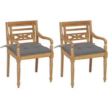 SHUMEE Židle zahradní BATAVIA s šedými poduškami, teak 3062143 - 2ks v balení (3062143)
