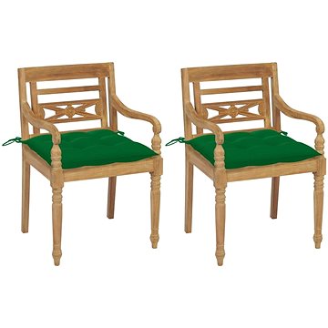 SHUMEE Židle zahradní BATAVIA se zelenými poduškami, teak 3062147 - 2ks v balení (3062147)