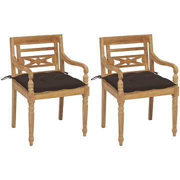 SHUMEE Židle zahradní BATAVIA s taupe poduškami, teak 3062150 - 2ks v balení (3062150)