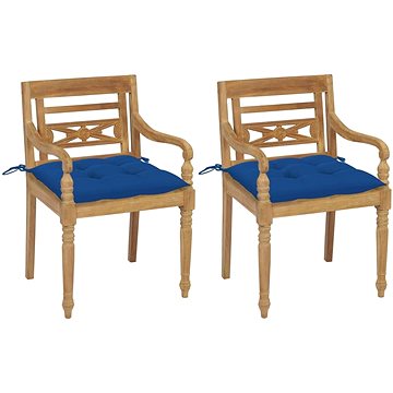 SHUMEE Židle zahradní BATAVIA s modrými poduškami, teak 3062152 - 2ks v balení (3062152)