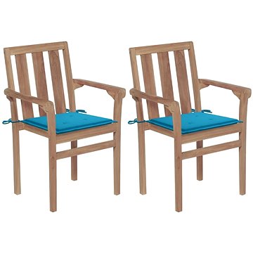 SHUMEE Židle zahradní modré podušky, teak 3062212 - 2ks v balení (3062212)