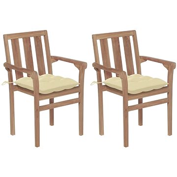 SHUMEE Židle zahradní krémově bílé podušky, teak 3062225 - 2ks v balení (3062225)