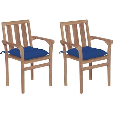 SHUMEE Židle zahradní modré podušky, teak 3062233 - 2ks v balení (3062233)