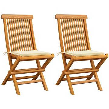 SHUMEE Židle zahradní s krémovými poduškami teak 3062462 - 2ks v balení (3062462)