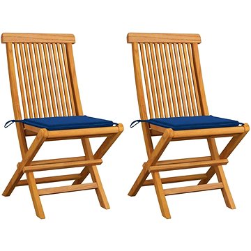 SHUMEE Židle zahradní s královsky modrými poduškami teak 3062470 - 2ks v balení (3062470)