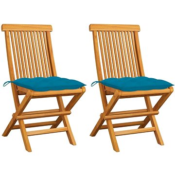 SHUMEE Židle zahradní se světle modrými poduškami teak 3062479 - 2ks v balení (3062479)