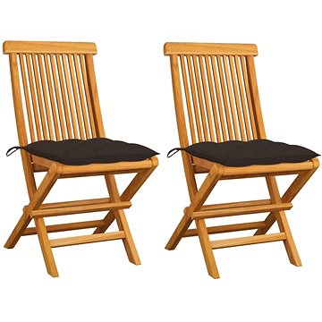 SHUMEE Židle zahradní s taupe poduškami teak 3062483 - 2ks v balení (3062483)