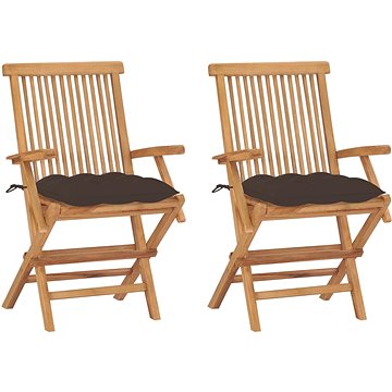 SHUMEE Židle zahradní s taupe poduškami teak 3062510 - 2ks v balení (3062510)
