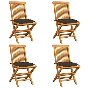 SHUMEE Židle zahradní s taupe poduškami teak 3062591 - 4ks v balení (3062591)