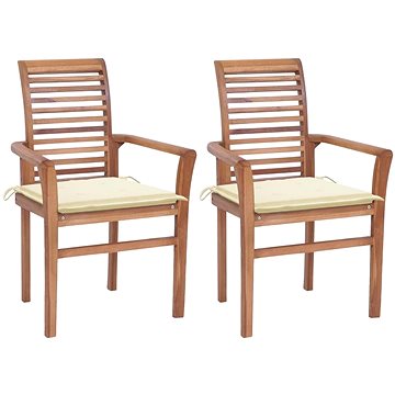 SHUMEE Židle zahradní krémové podušky, teak 3062597 - 2ks v balení (3062597)