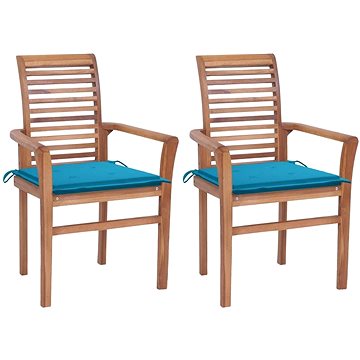 SHUMEE Židle zahradní modré podušky, teak 3062599 - 2ks v balení (3062599)