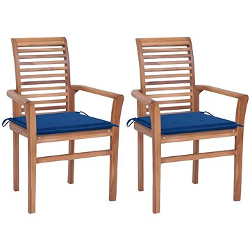 SHUMEE Židle zahradní královsky modré podušky, teak 3062605 - 2ks v balení (3062605)