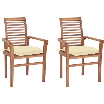 SHUMEE Židle zahradní krémově bílé podušky, teak 3062612 - 2ks v balení (3062612)