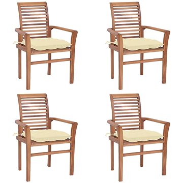 SHUMEE Židle zahradní krémově bílé podušky, teak 3062639 - 4ks v balení (3062639)