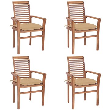 SHUMEE Židle zahradní béžové podušky, teak 3062640 - 4ks v balení (3062640)