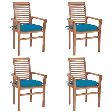 SHUMEE Židle zahradní světle modré podušky, teak 3062641 - 4ks v balení (3062641)