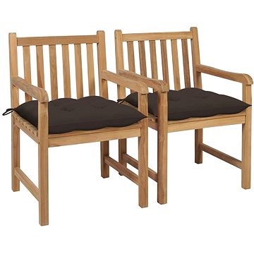 SHUMEE Židle zahradní taupe podušky, teak 3062753 - 2ks v balení (3062753)