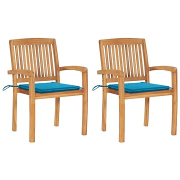 SHUMEE Židle zahradní modré podušky, teak 3063256 - 2ks v balení (3063256)