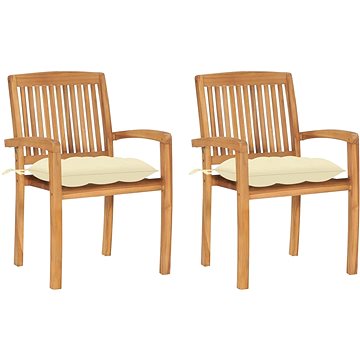 SHUMEE Židle zahradní krémově bílé podušky, teak 3063269 - 2ks v balení (3063269)