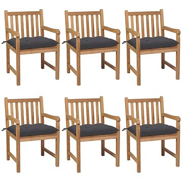 SHUMEE Židle zahradní antracitové podušky, teak 3073046 - 6ks v balení (3073046)