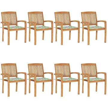 SHUMEE Židle zahradní stohovatelné s poduškami teak 3073252 - 8ks v balení (3073252)