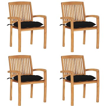 SHUMEE Židle zahradní stohovatelné s poduškami teak 3073262 - 4ks v balení (3073262)